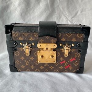 Louis Vuitton Petite Malle Monogram Trunk with Detachable Strap and Dust Bag